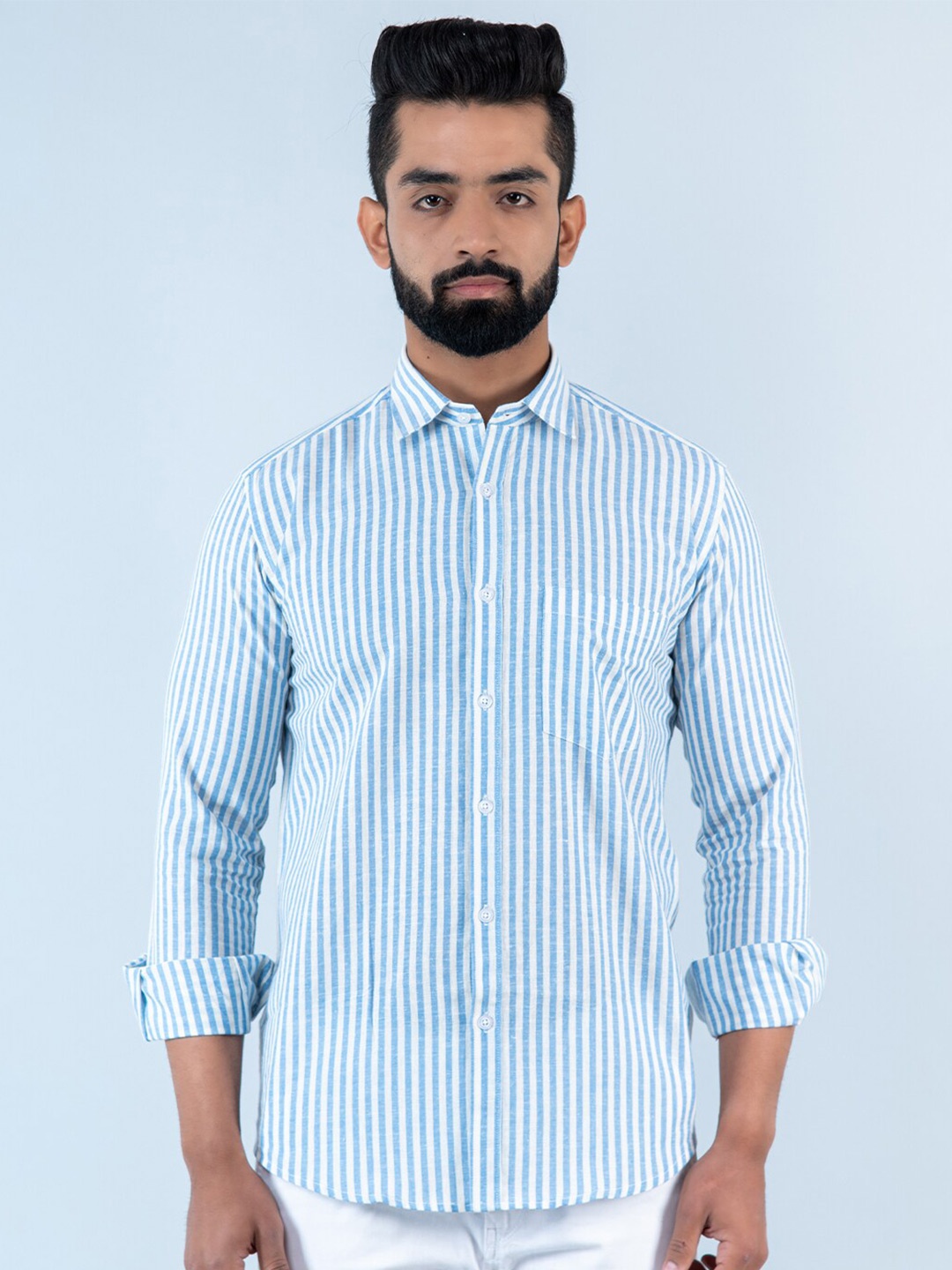 

Tistabene Men Striped Casual Cotton Shirt, White