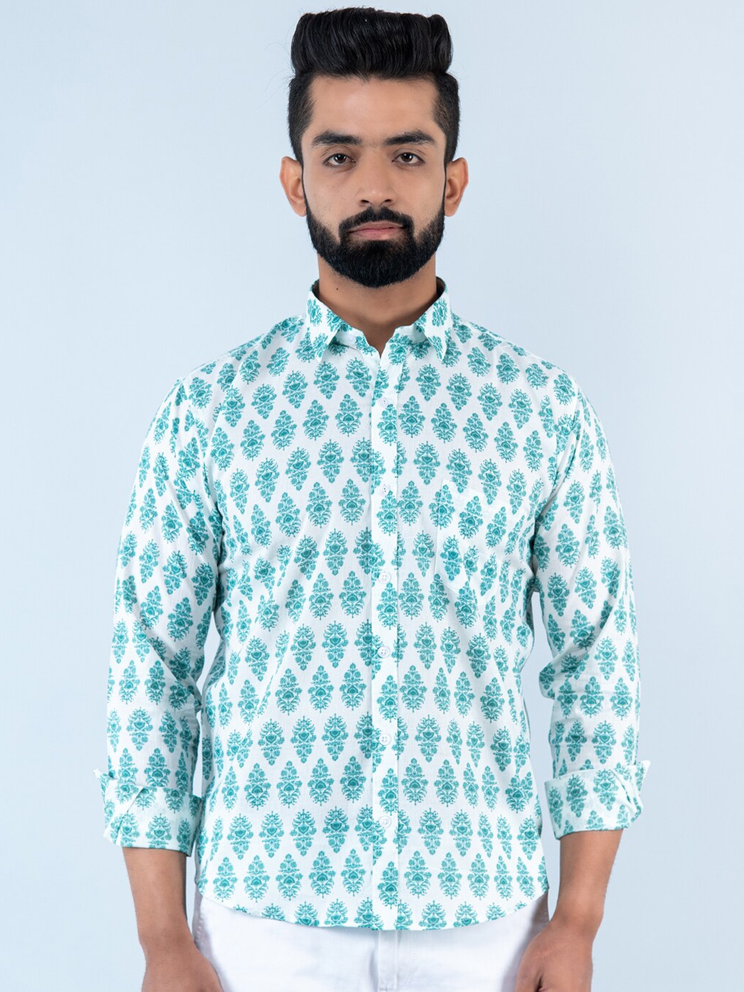 

Tistabene Men Printed Cotton Casual Shirt, White