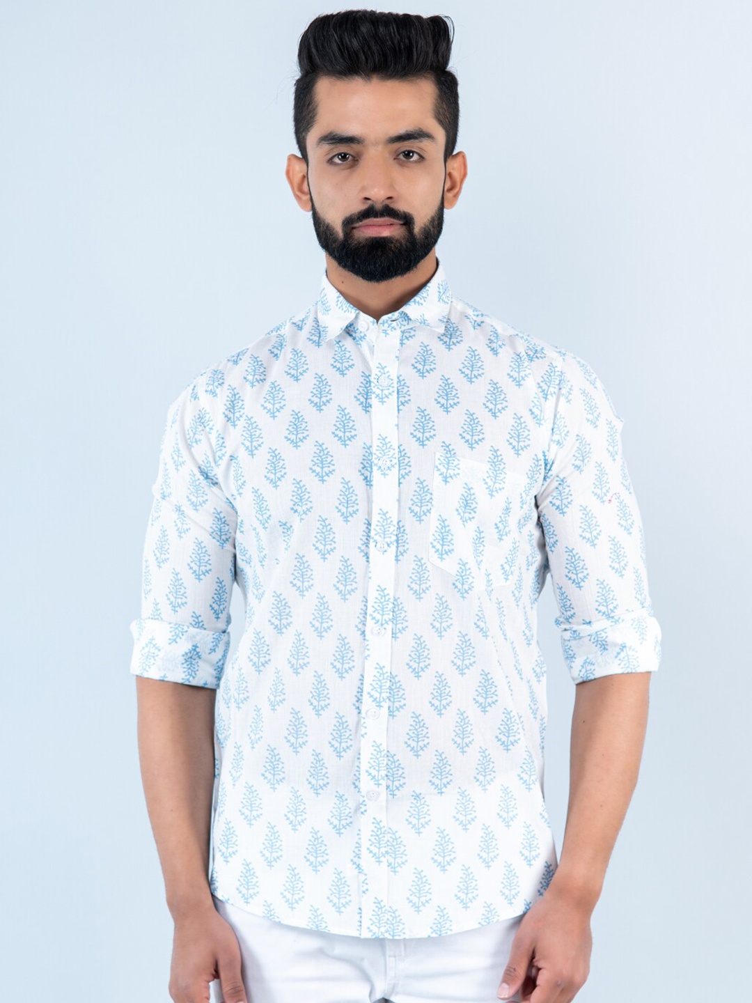 

Tistabene Men Printed Casual Cotton Shirt, White