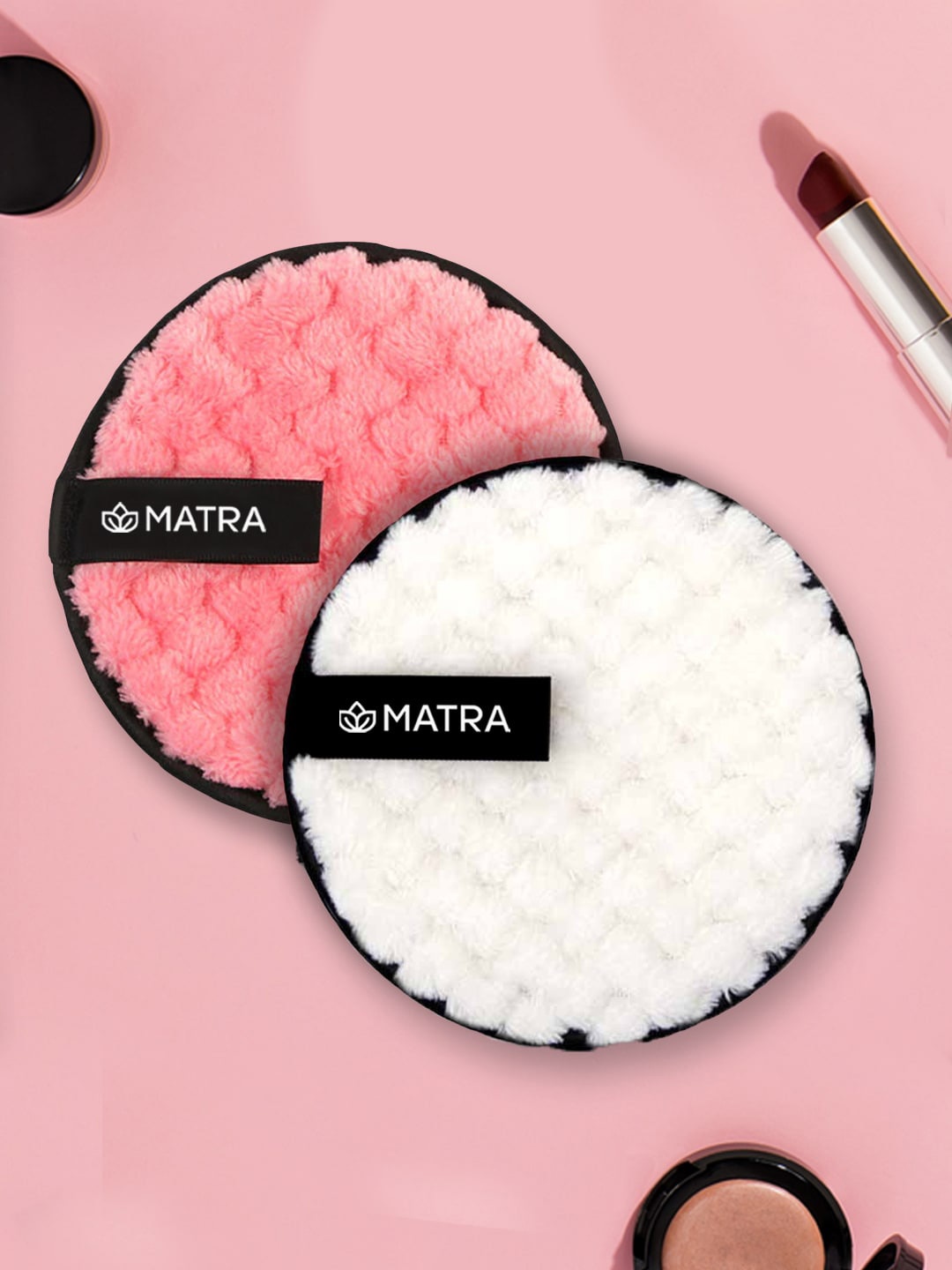 

MATRA Set Of 2 Makeup Removal Reusable Cleansing Pads, Pink