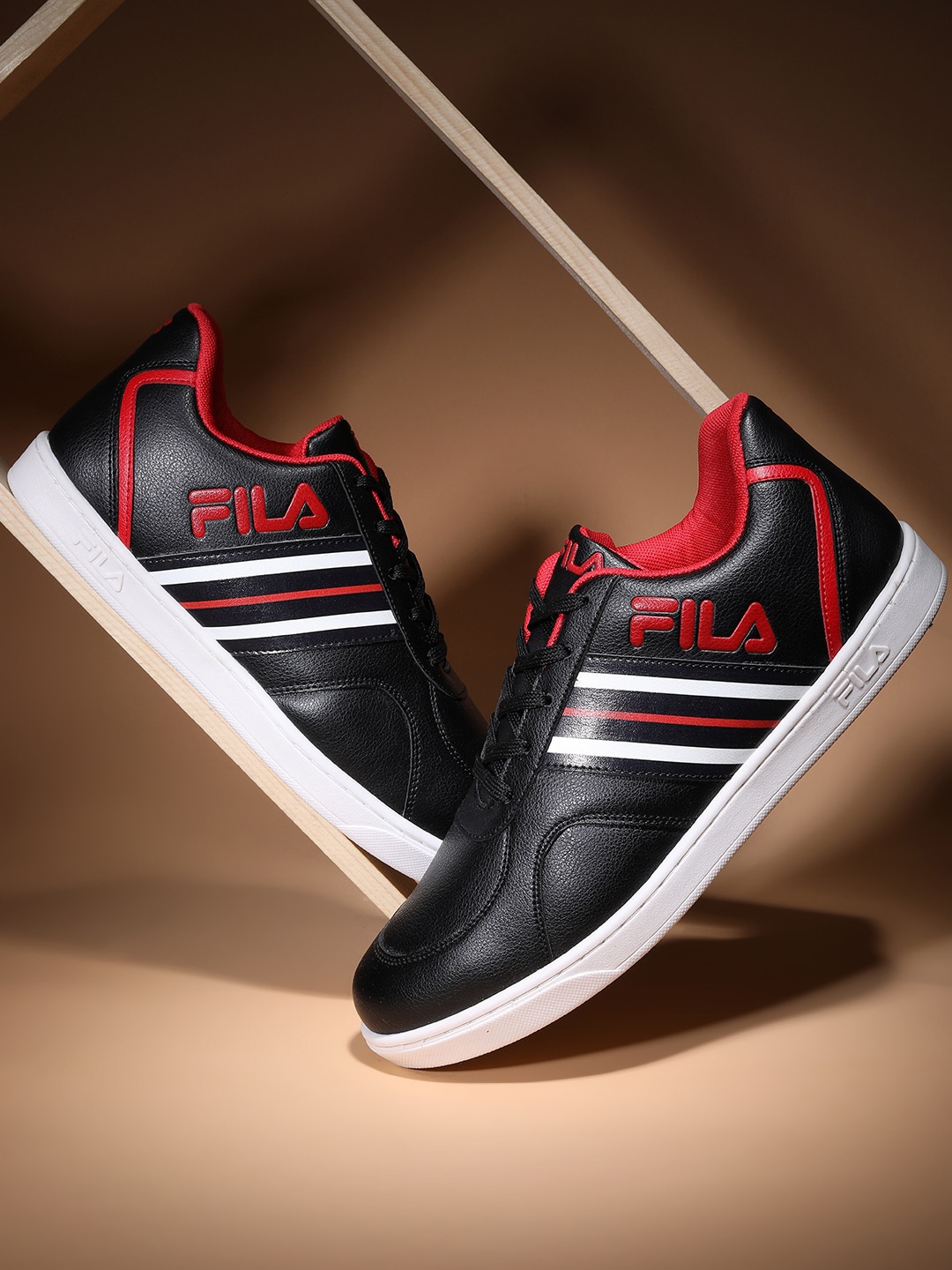 

FILA Men Printed Lace-Up Sneakers, Black