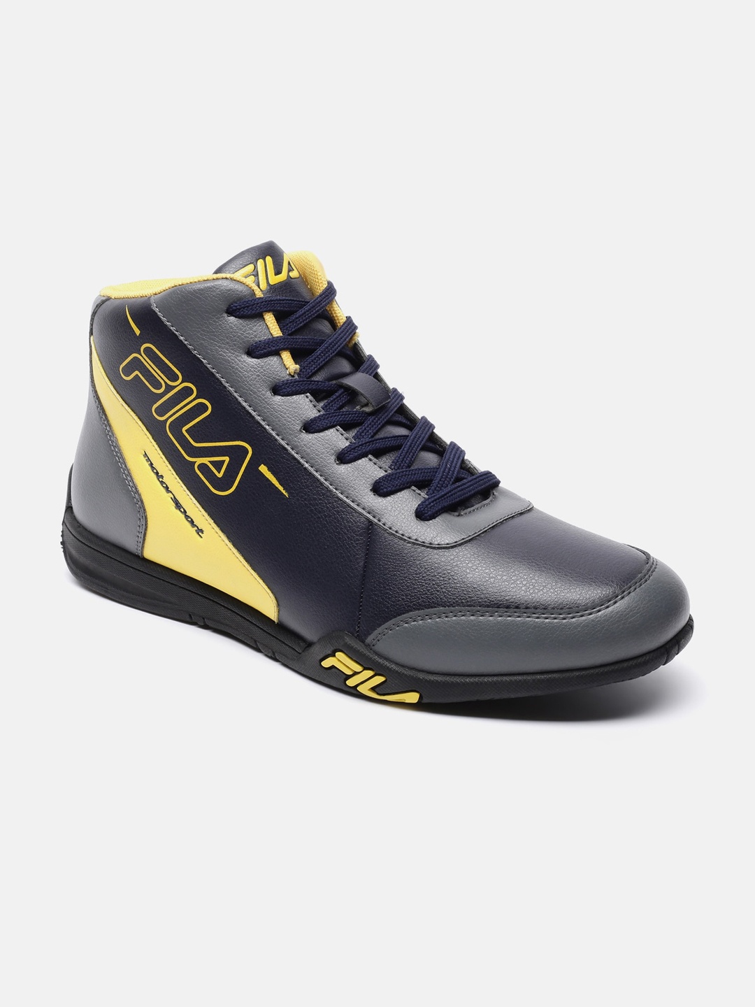 

FILA Men Colourblocked Mid-Top Sneakers, Grey