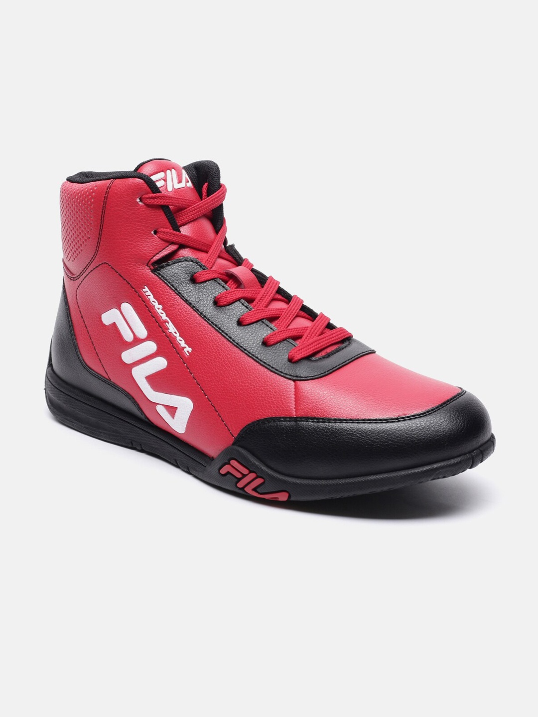 

FILA Men Colourblocked Mid-Top Sneakers, Red