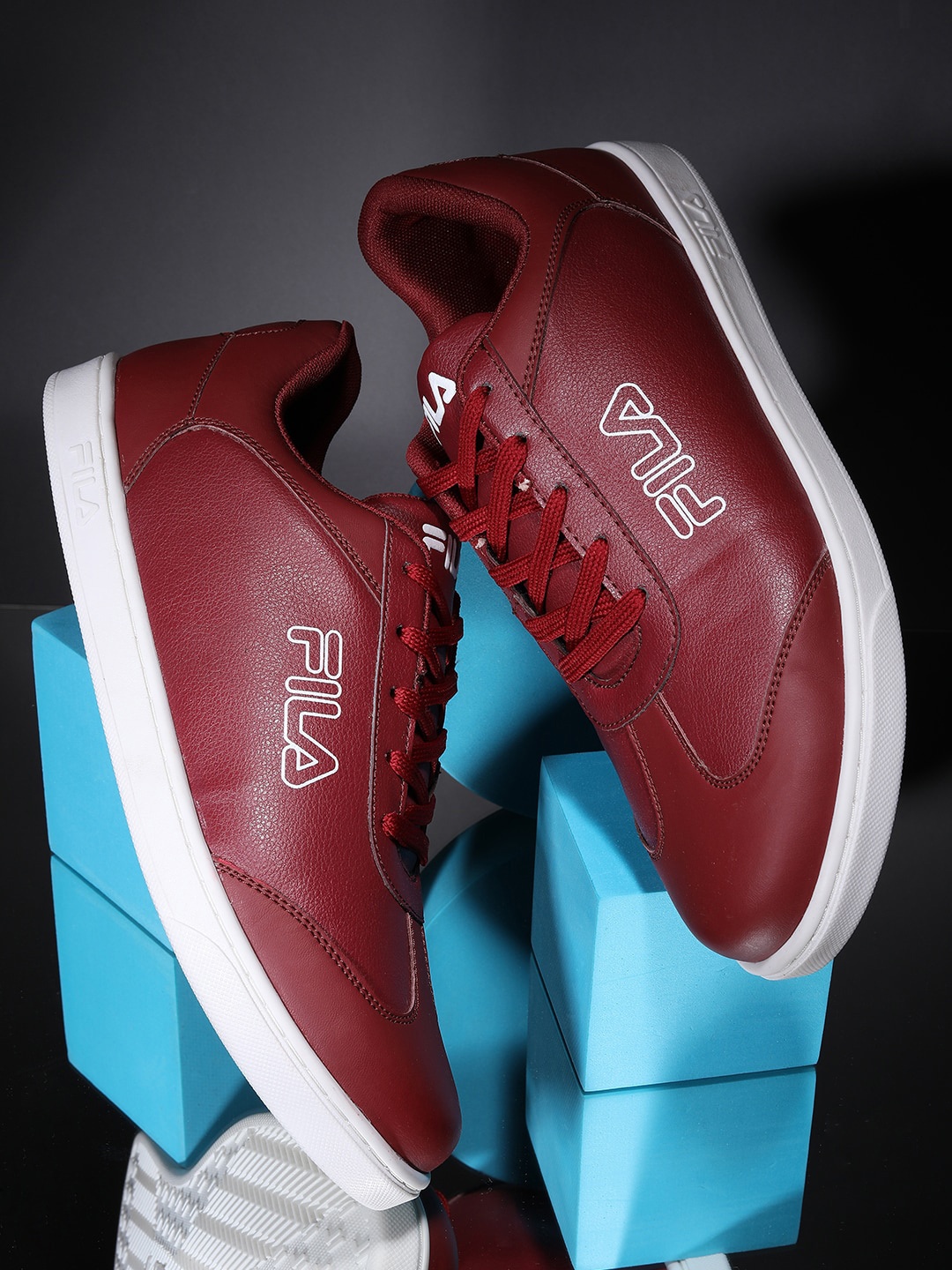 

FILA Men Printed Lace-Up Sneakers, Maroon