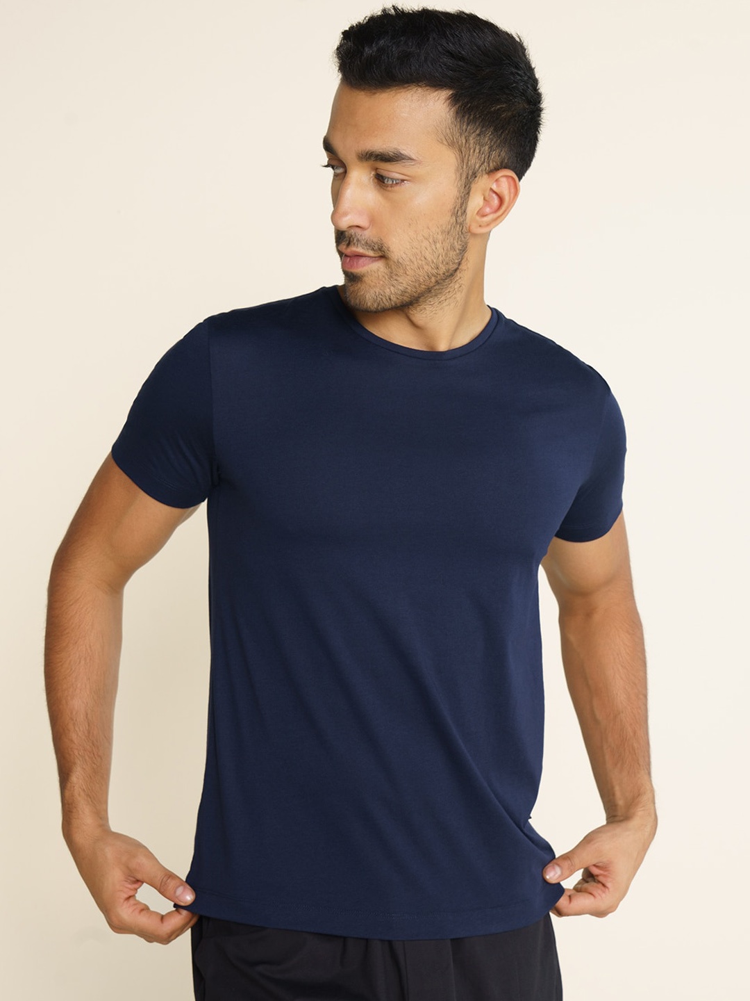 

DAMENSCH Men Pure Cotton Ultralight Basic Lounge T-Shirts, Blue