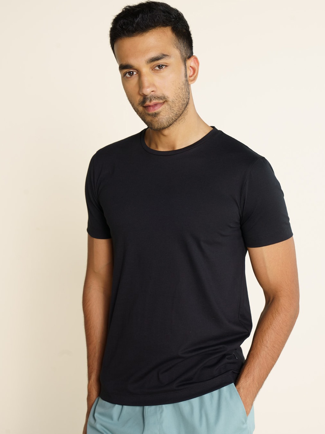 

DAMENSCH Men Pure Cotton Ultralight Basic Lounge T-Shirts, Black