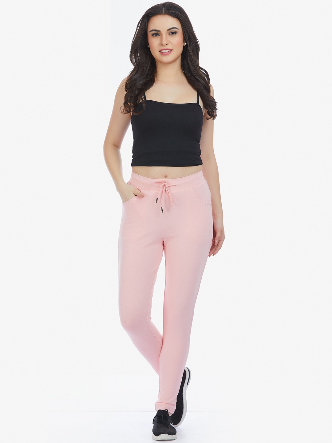 

MAYSIXTY Women Cotton Regular Fit Track Pants, Pink