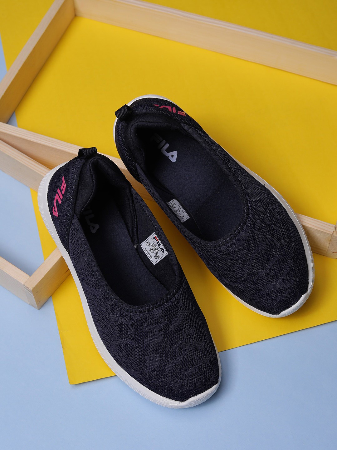 

FILA Women Woven Design Slip-On Sneakers, Navy blue