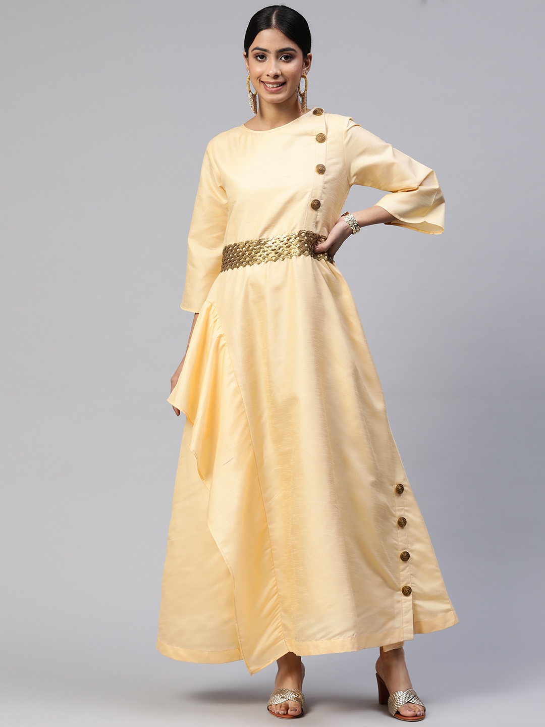 

Cottinfab Ethnic Maxi Dress, Beige