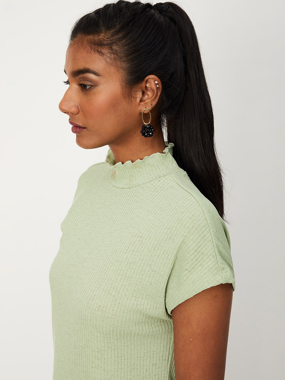 

max High Neck Extended Sleeves Top, Green