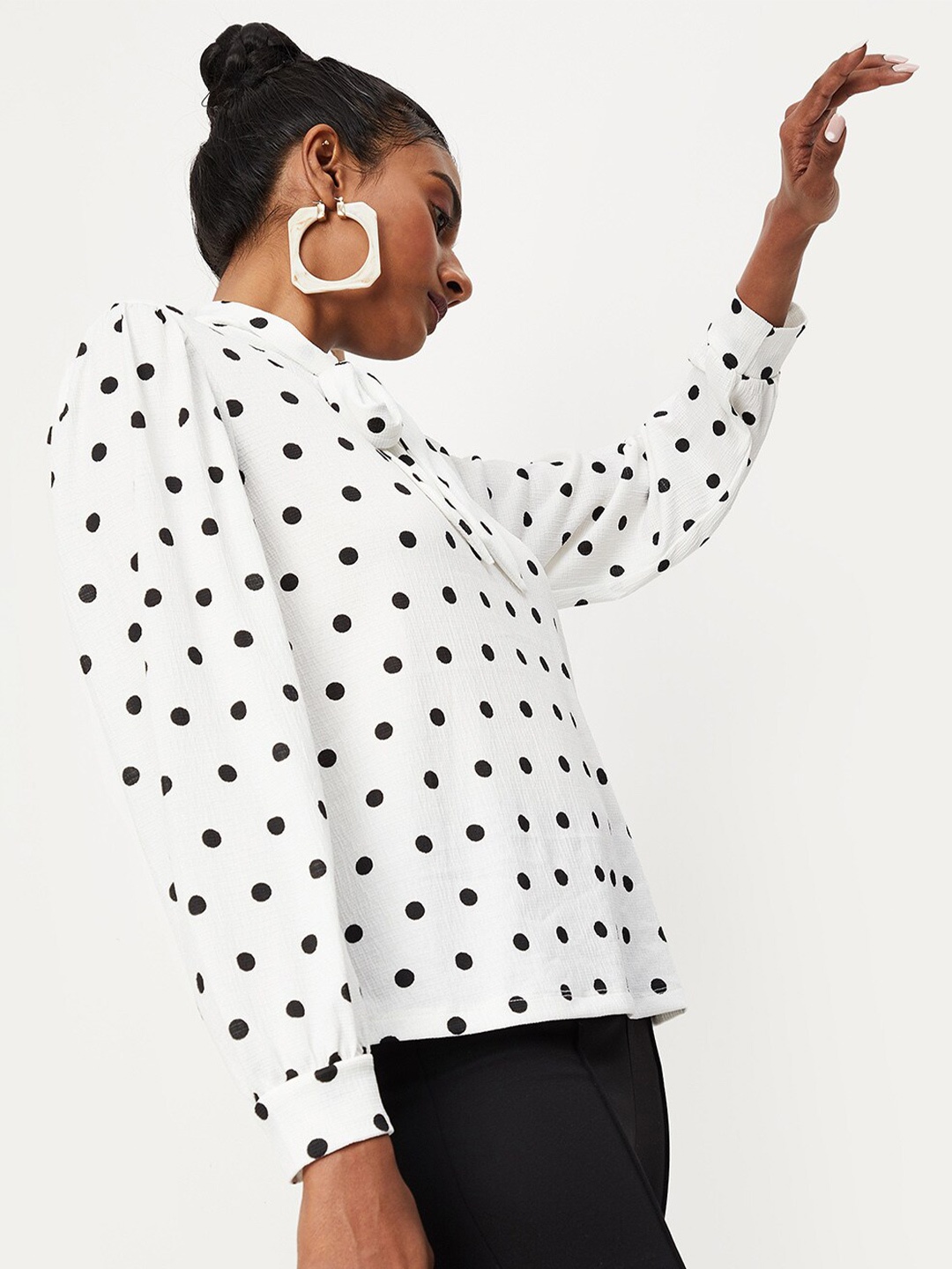

max Polka Dots Printed Top, White