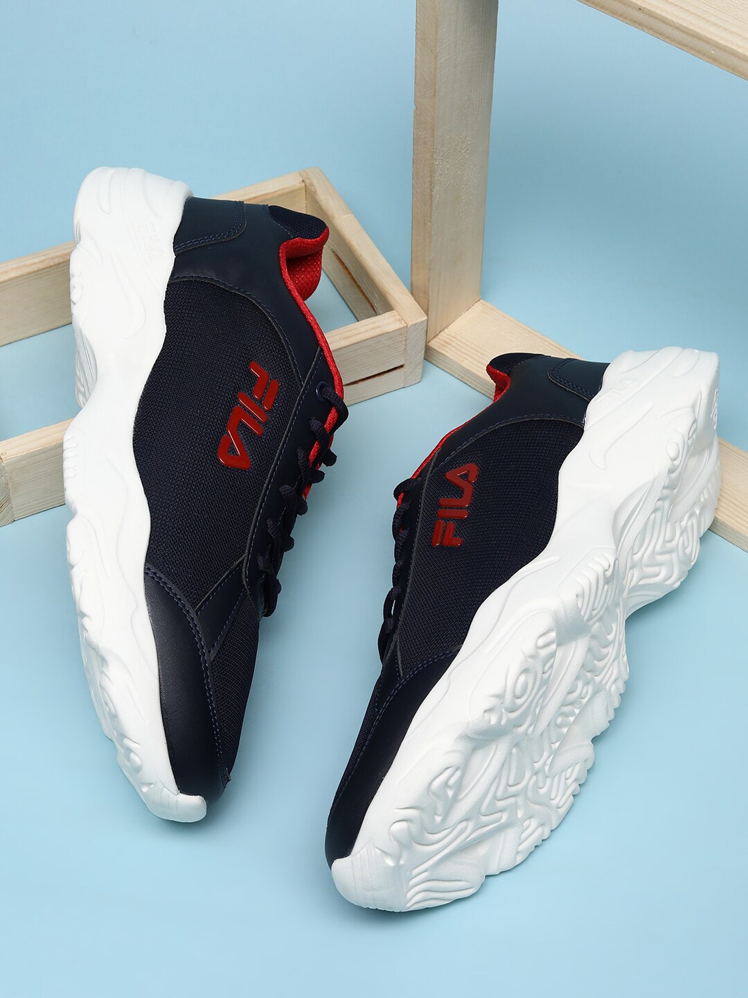 

FILA Men Mesh Running Shoes, Blue