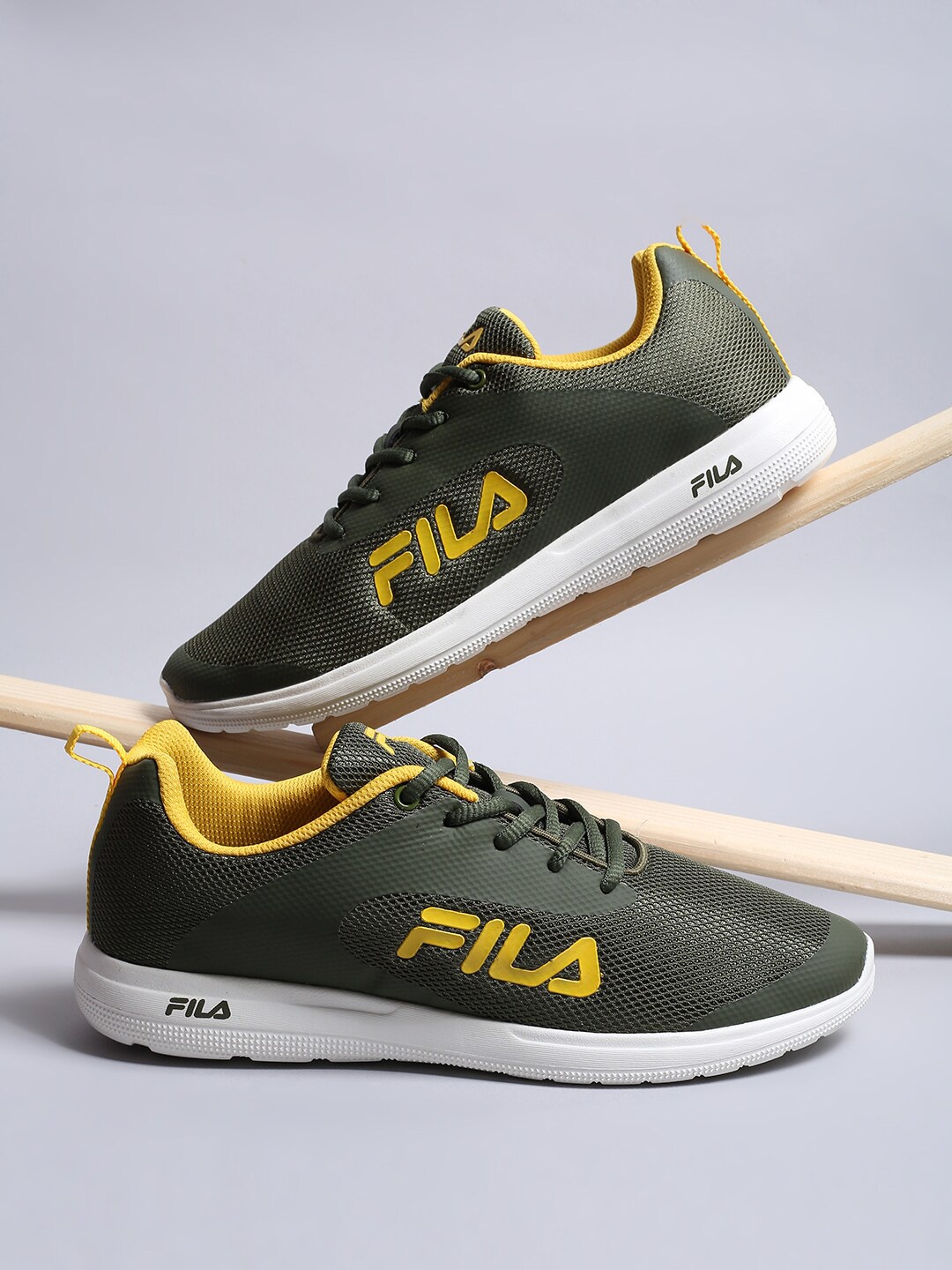 

FILA Men Mesh Running Lace-Ups Shoes, Olive