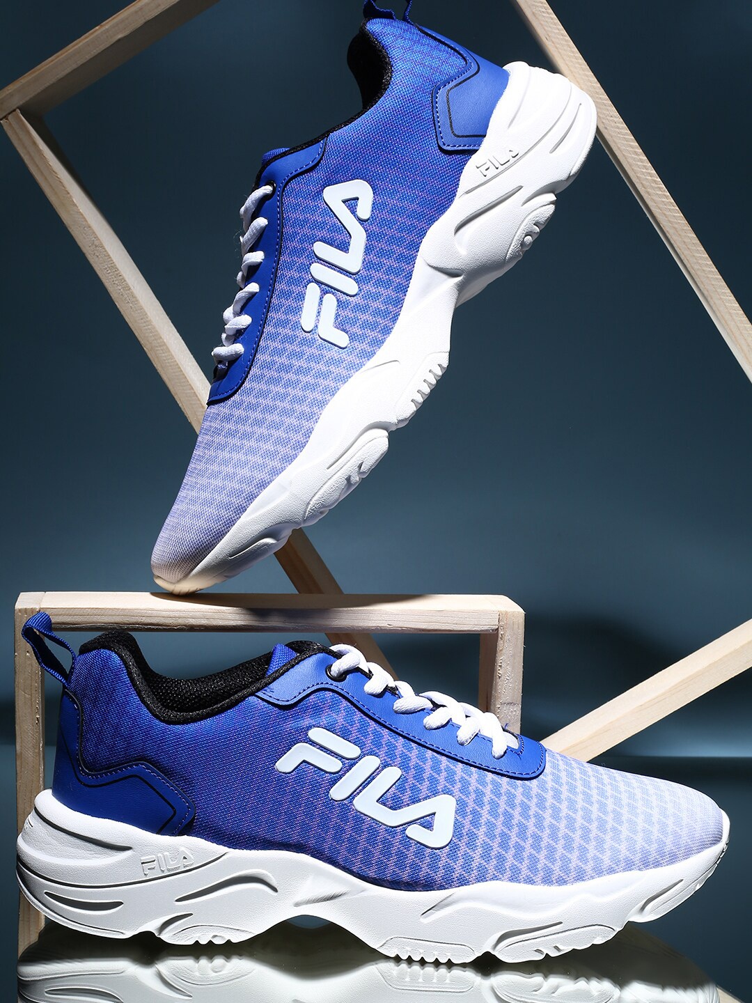 

FILA Men Mesh Running Lace-Ups Shoes, Blue