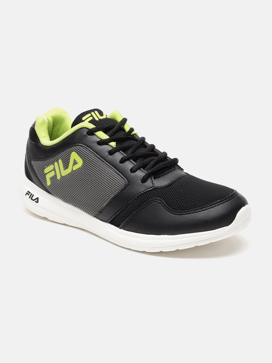 

FILA Men Mesh Running Lace-Ups Shoes, Black