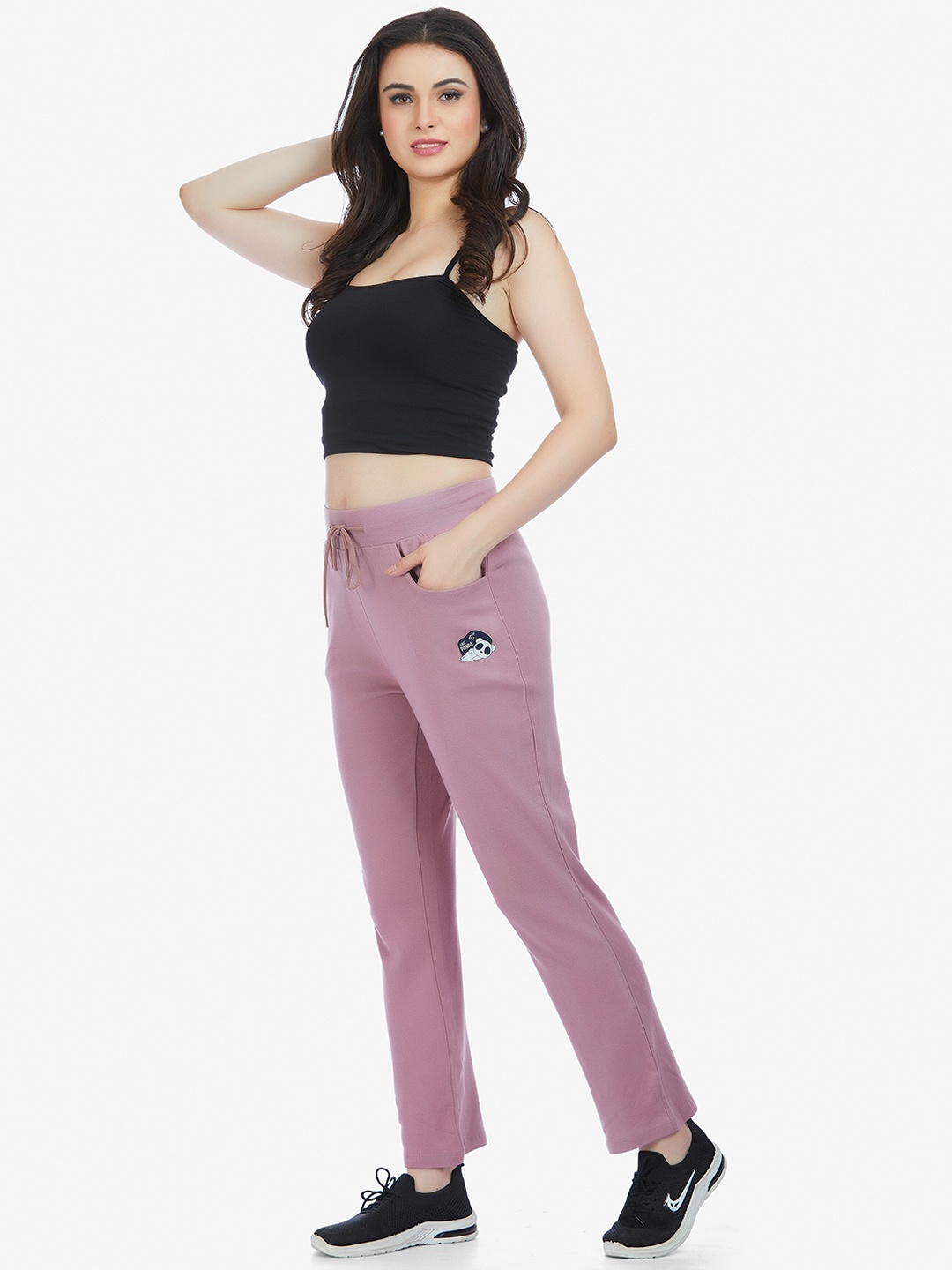 

MAYSIXTY Women Cotton Track Pants, Lavender