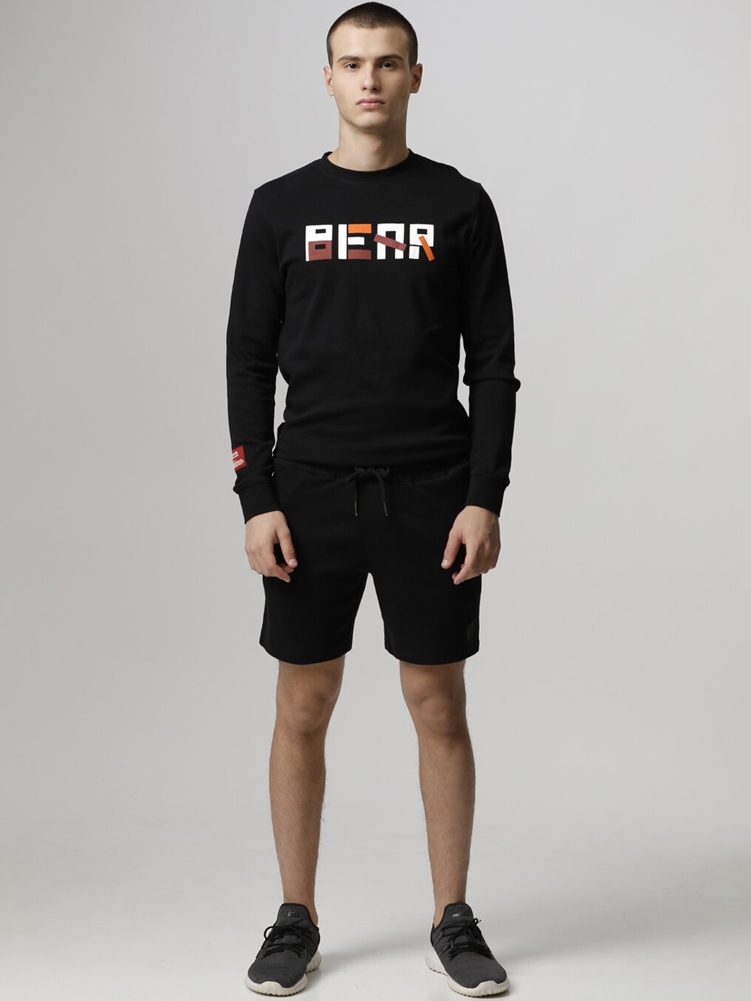 

THE BEAR HOUSE Men Typography Print Detailed Cotton Slim-Fit Tracksuits, Black