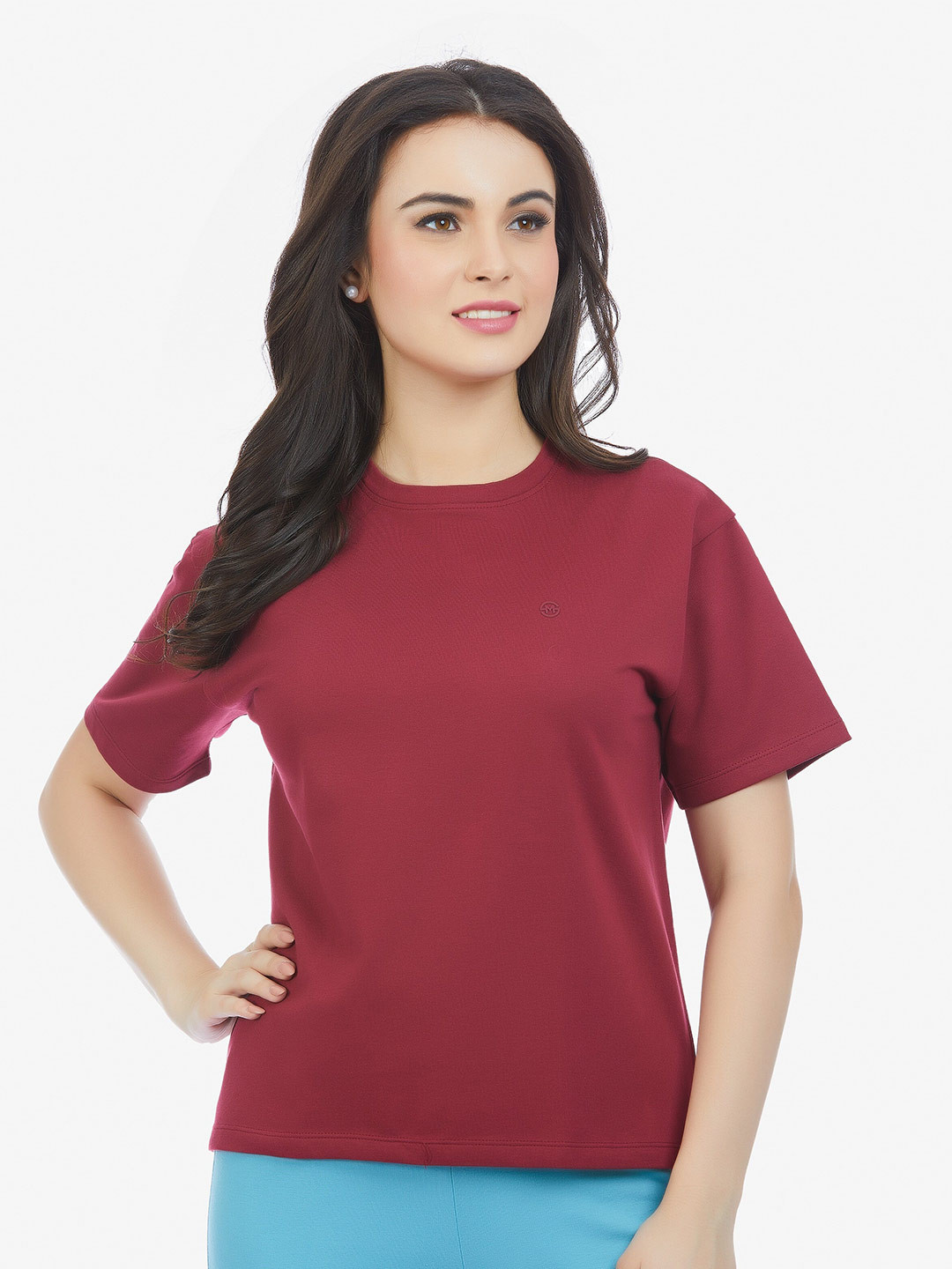 

MAYSIXTY Women Maroon T-shirt