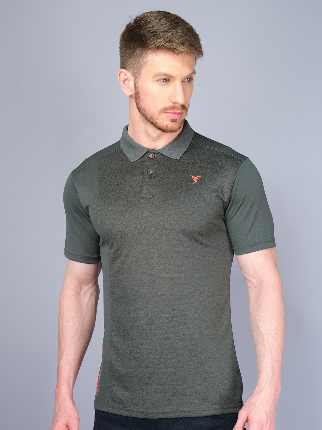 

Technosport Men Polo Collar Antimicrobial T-shirt, Olive
