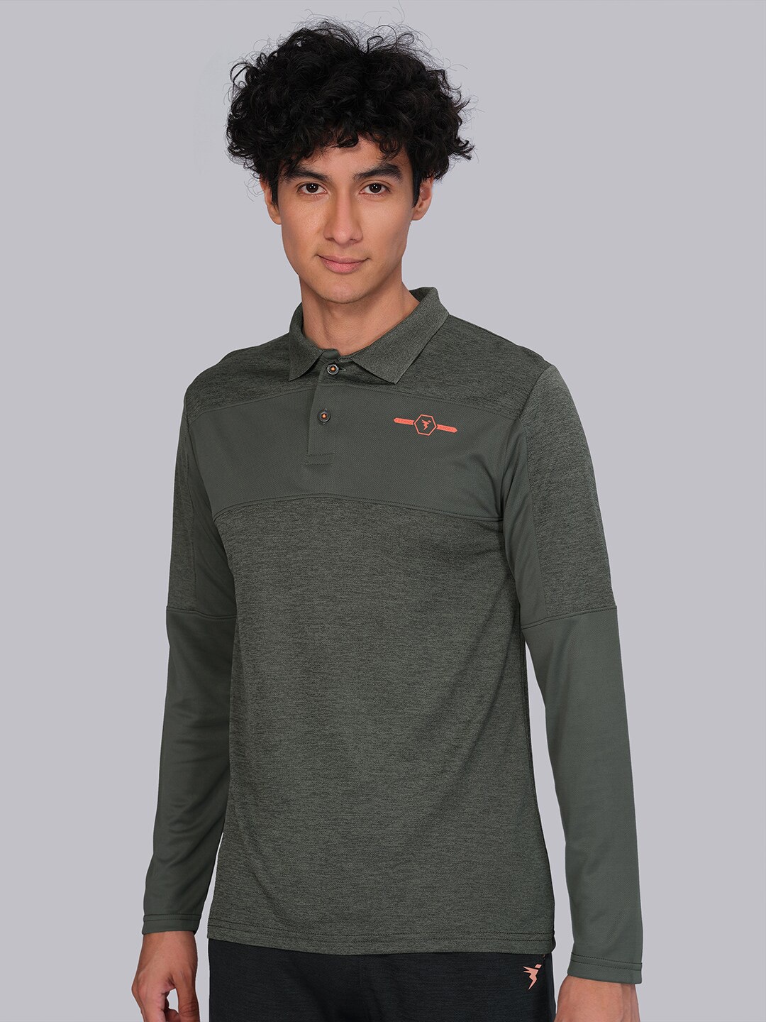 

Technosport Men Polo Collar Antimicrobial T-shirt, Olive