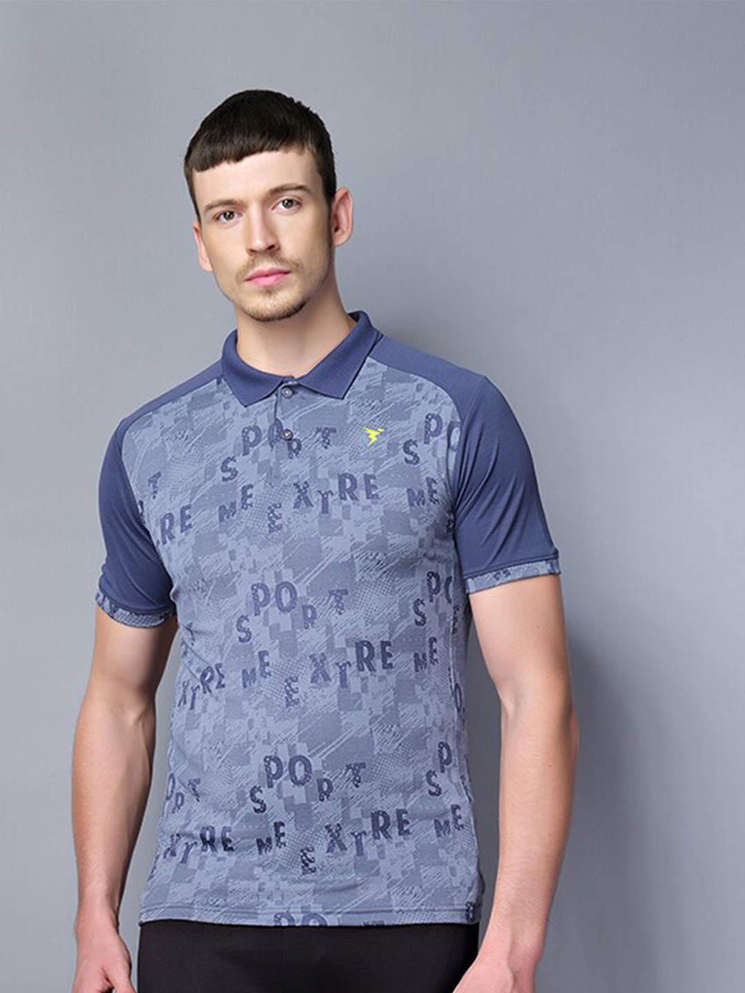 

Technosport Men Printed Polo Collar Antimicrobial T-shirt, Blue