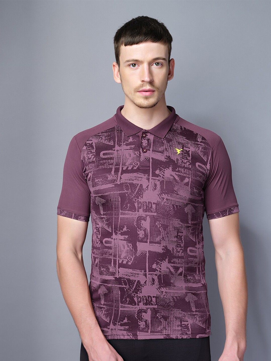 

Technosport Men Printed Polo Collar Antimicrobial T-shirt, Magenta