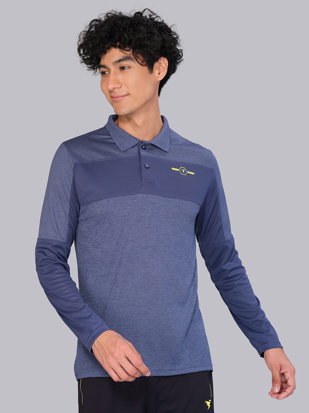 

Technosport Men Polo Collar Training & Gym Antimicrobial Active T-shirt, Navy blue
