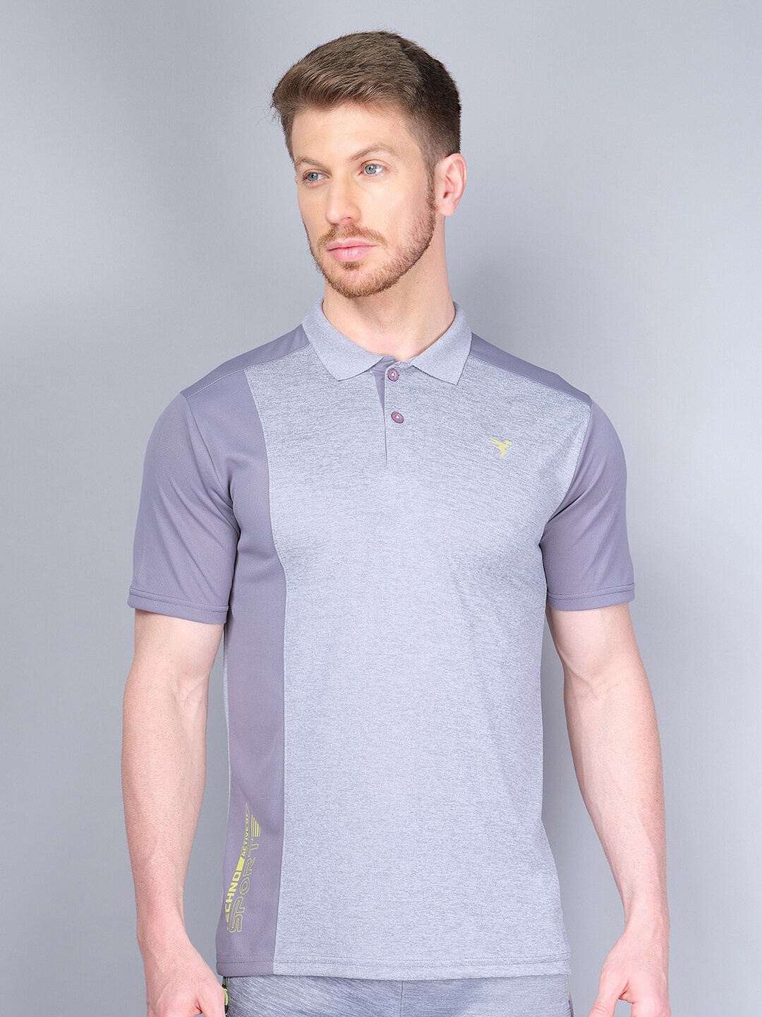 

Technosport Men Polo Collar Training & Gym Antimicrobial Active T-shirt, Grey