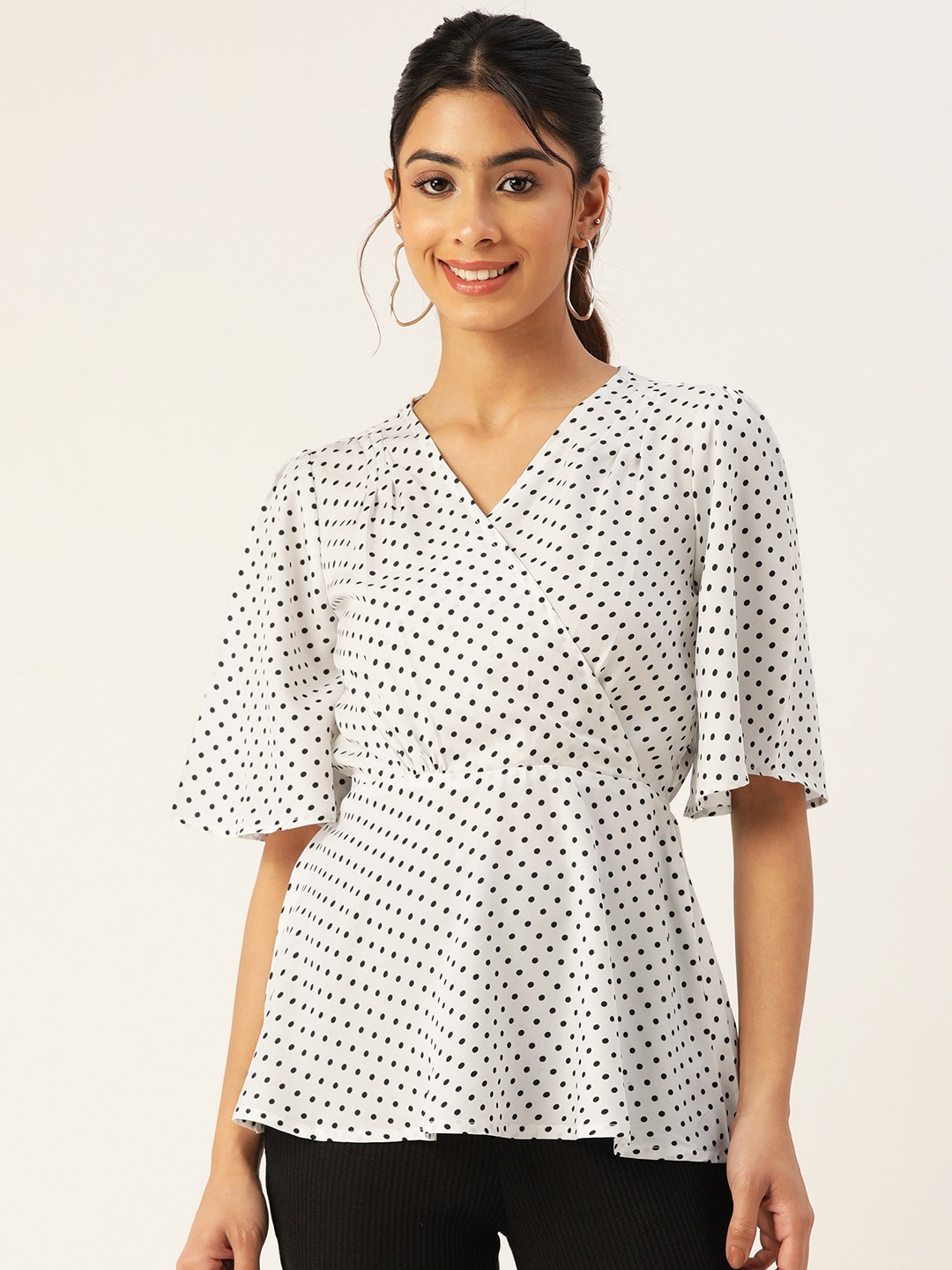 

ZIZO By Namrata Bajaj Geometric Print Crepe Empire Top, White