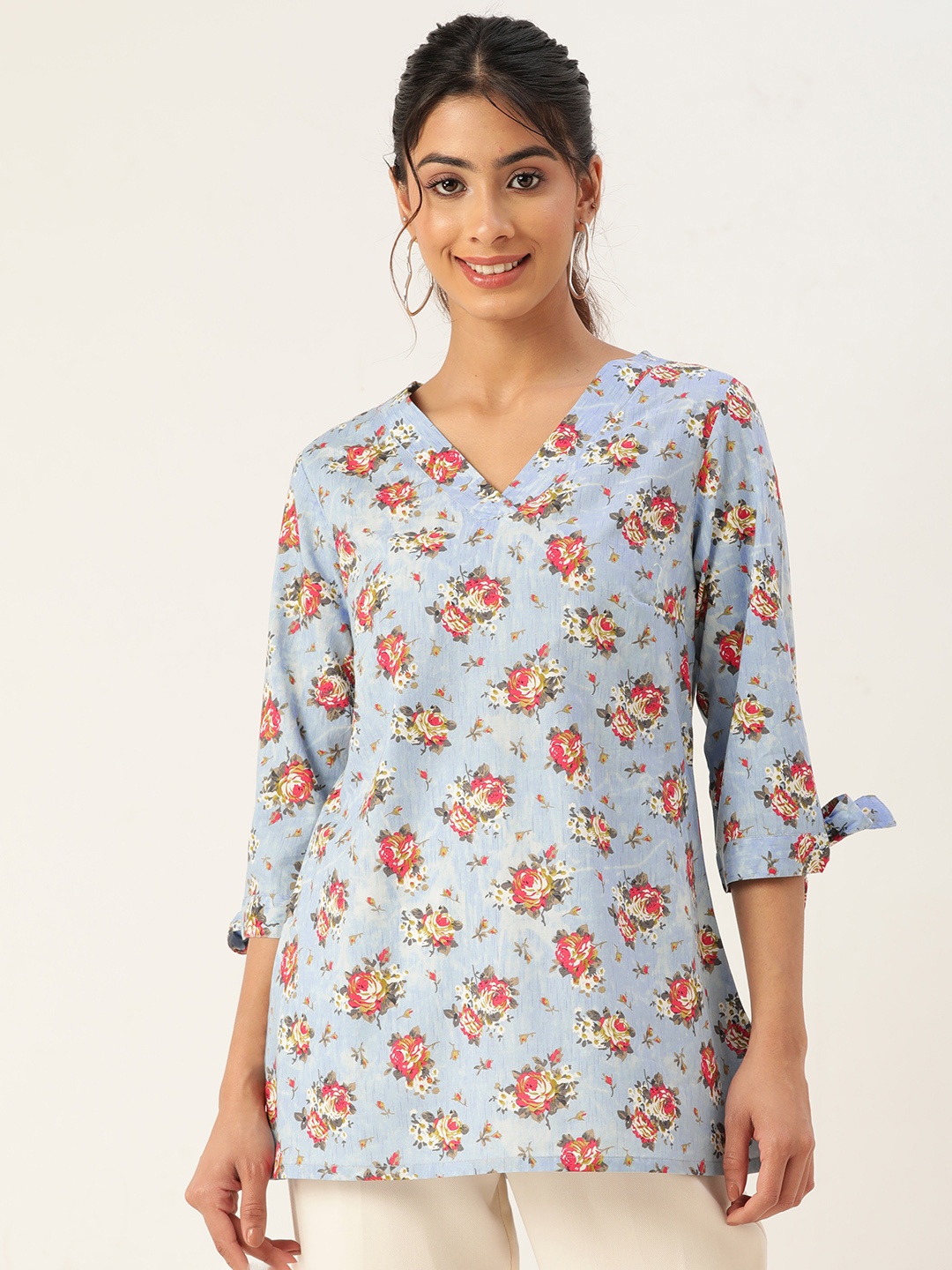 

ZIZO By Namrata Bajaj Floral Print Crepe Top, Blue
