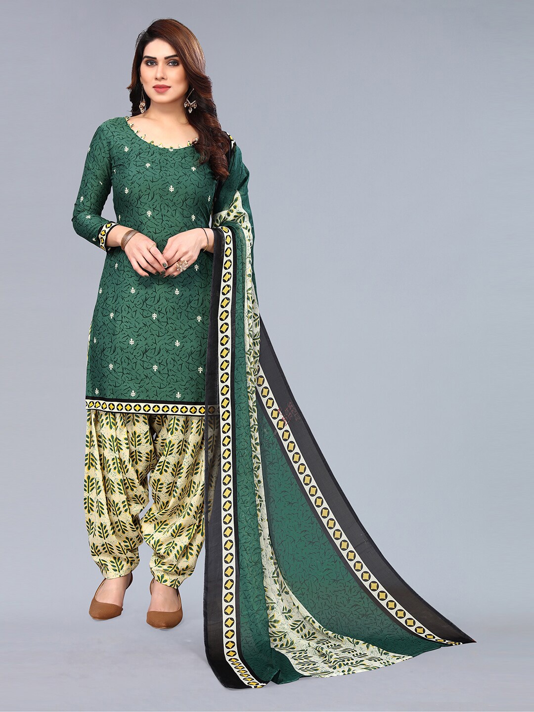 

KALINI Printed Unstitched Dress Material, Green