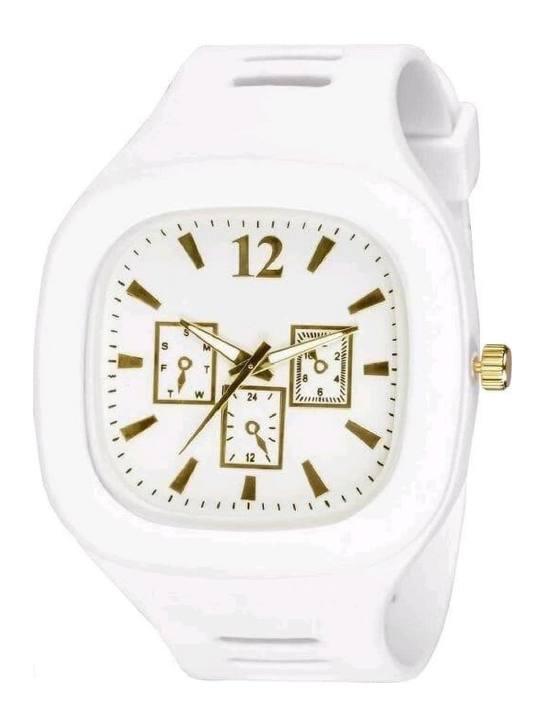 

WATCHSTAR Men Rubber Straps Analogue Watch Milar White