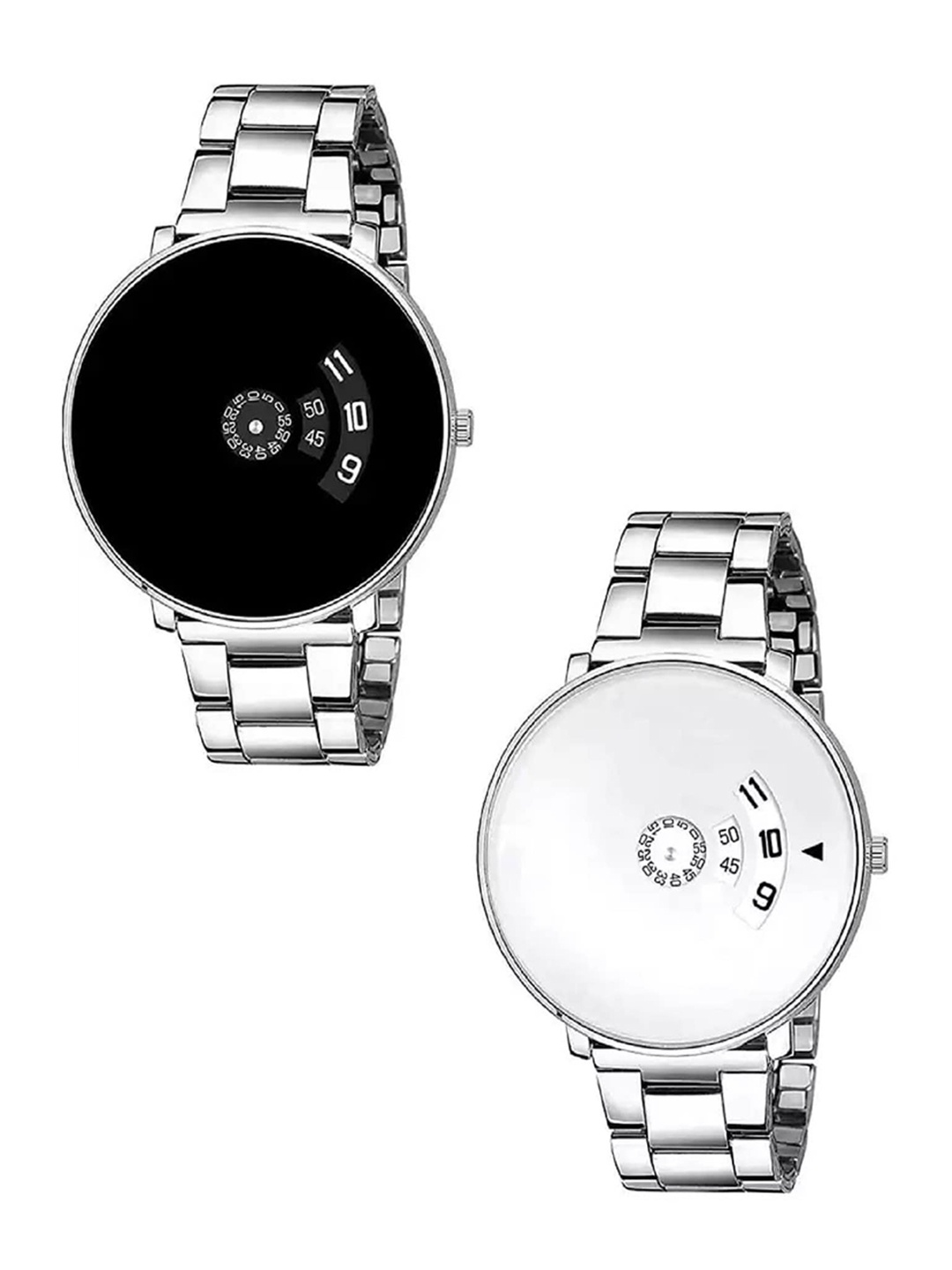 

WATCHSTAR Men Set of 2 Round Dial & Bracelet Style Straps Analogue Watch Paidu combo, Black