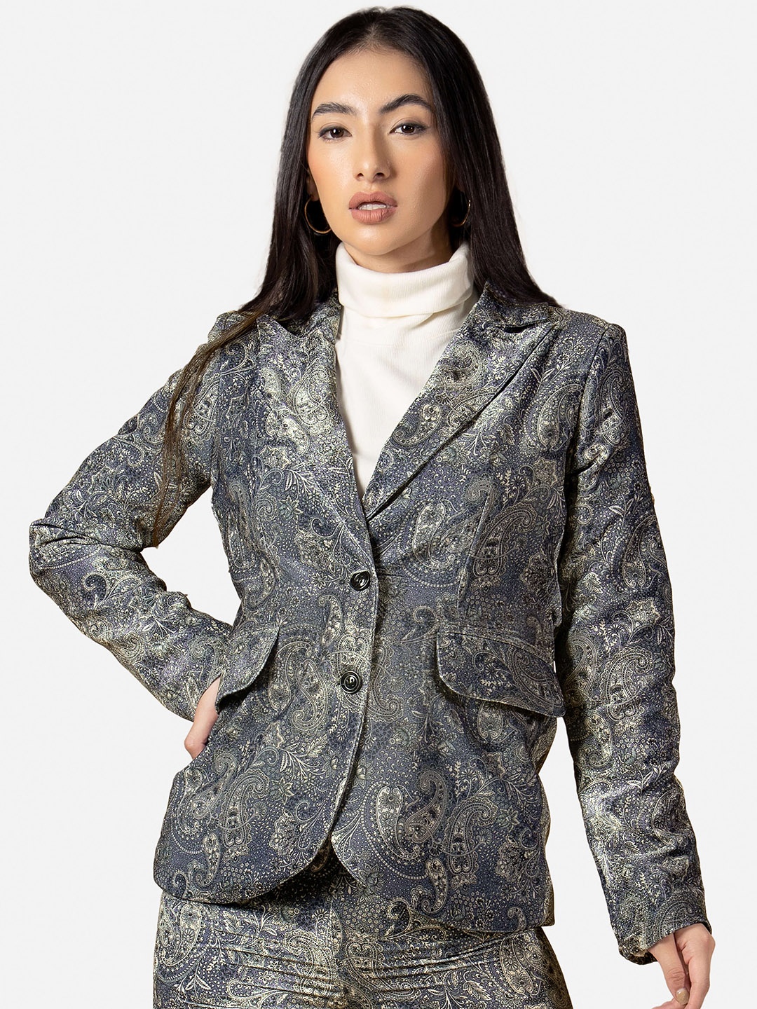 

NEOFAA Women Printed Single-Breasted Formal Blazers, White