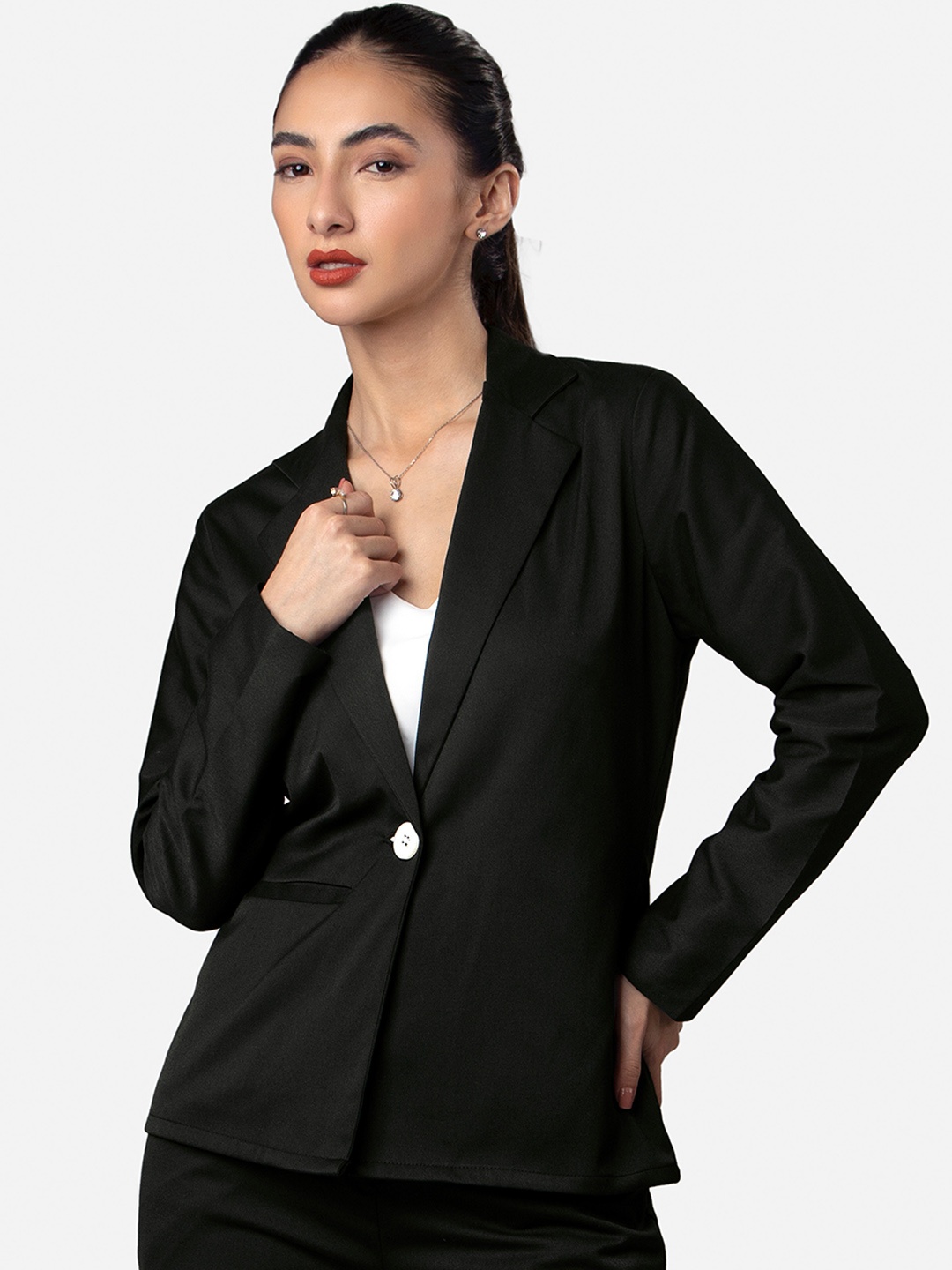 

NEOFAA Women Single-Breasted Formal Blazer, Black