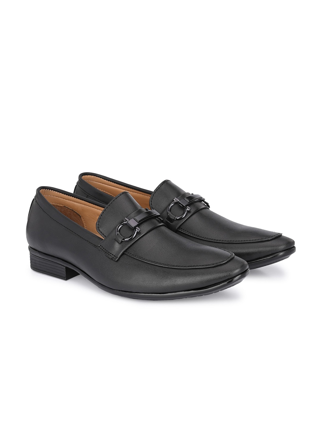 

Azzaro Black Men Round Toe Embellished Formal Horsebit Loafers