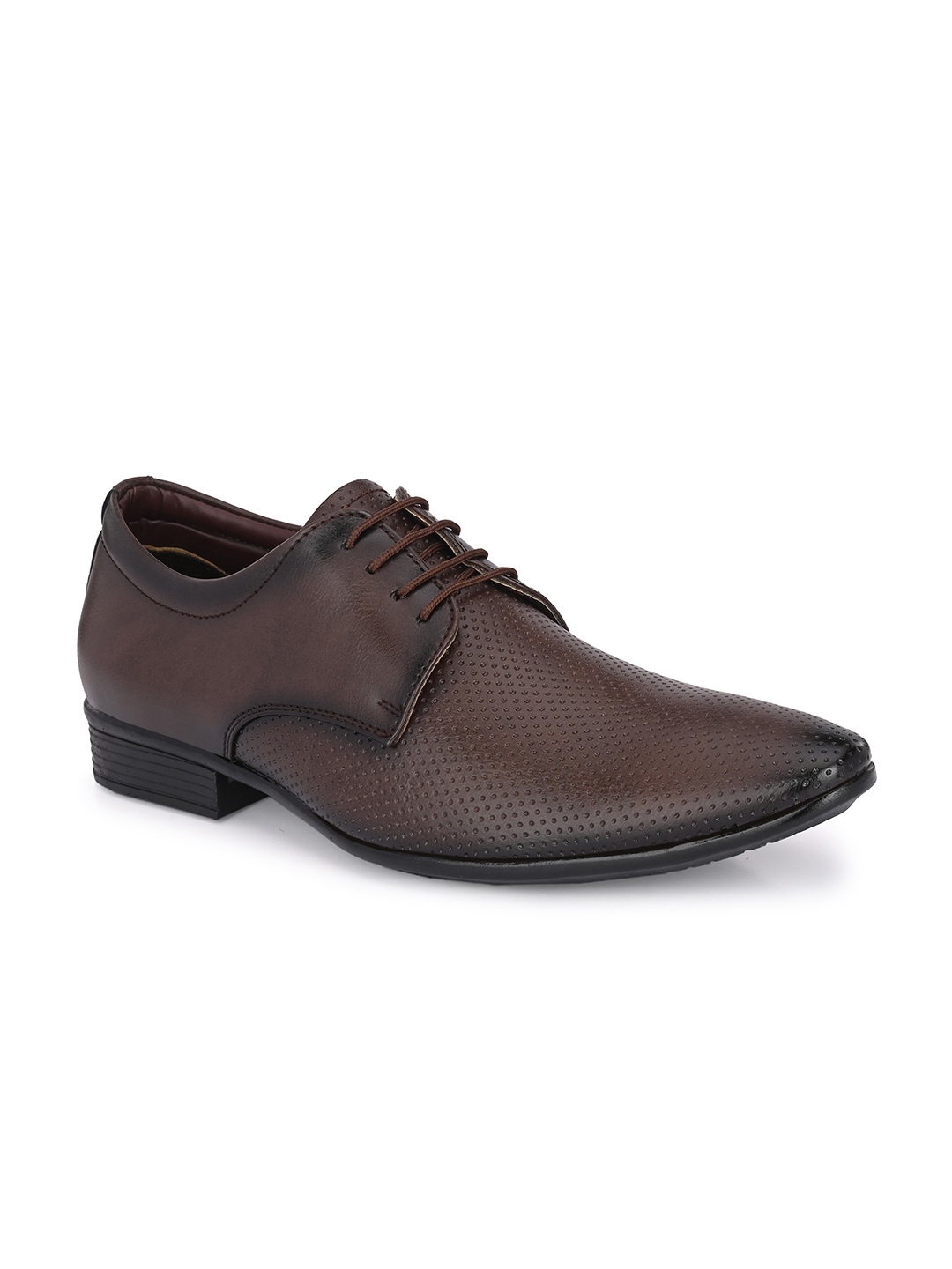 

Azzaro Black Men Textured Formal Derbys, Brown