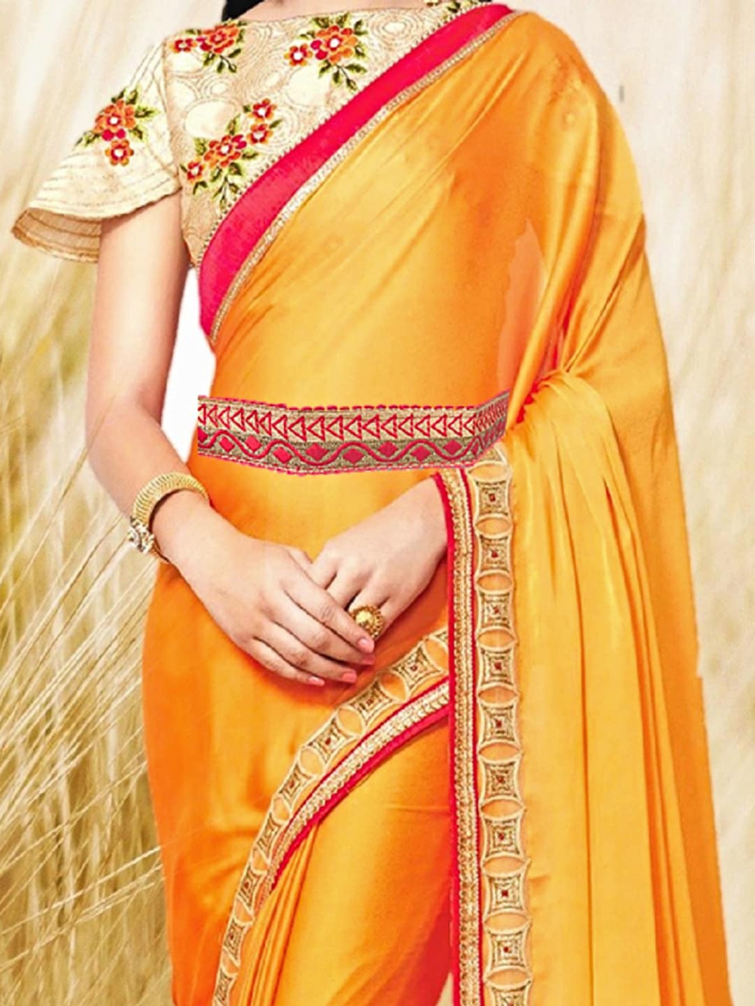 

Proplady Embellished Zari Saree Waist Belt, Pink