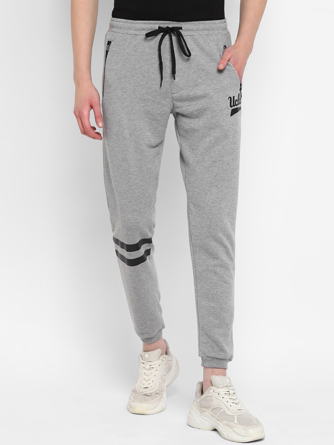 

UCLA Men Regular Fit Printed Joggers, Grey melange