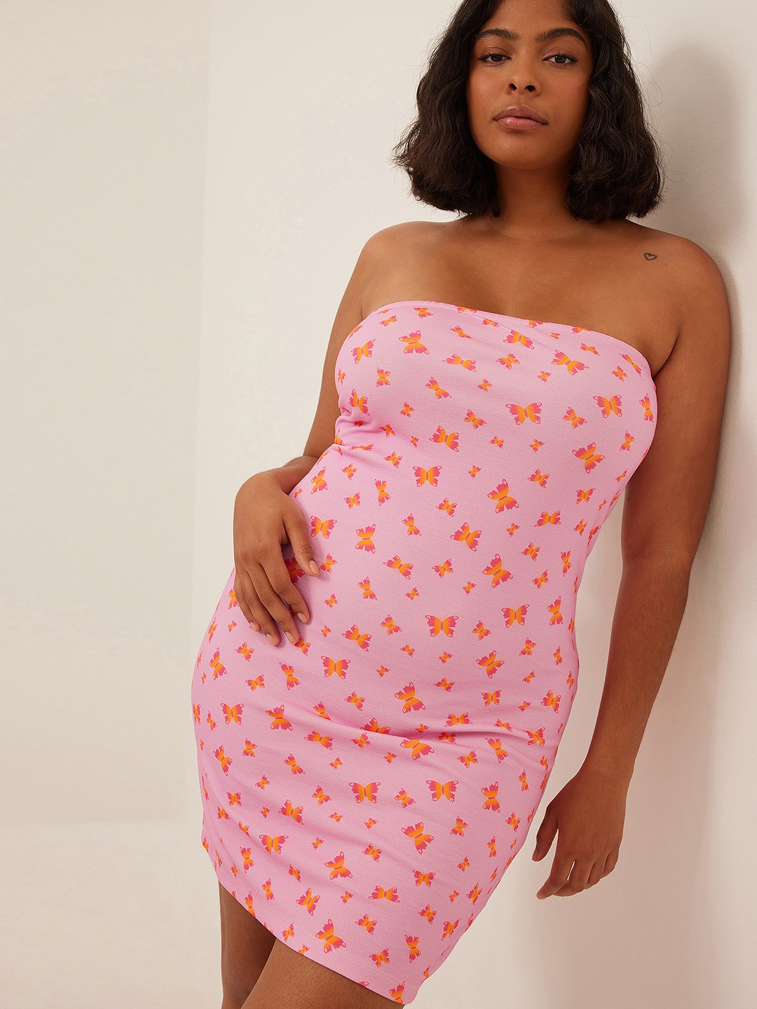 

NA-KD X Misslisibell Conversational Print Bodycon Mini Dress, Pink