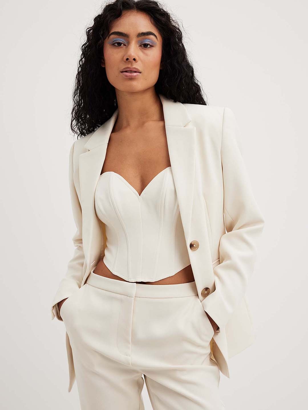 

NA-KD Corset Style Fitted Crop Top, White