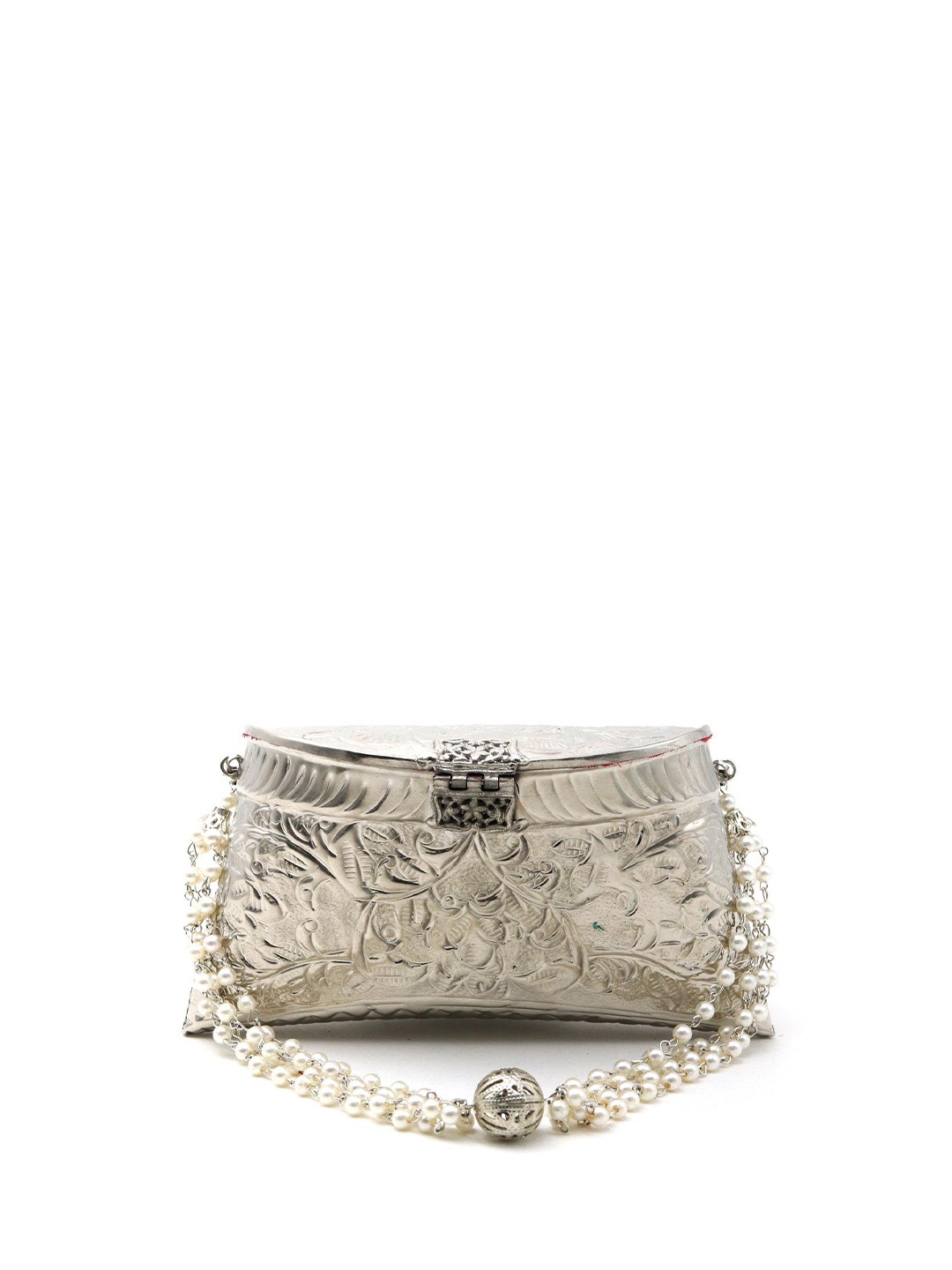 

ODETTE Embellished Box Clutch, Silver