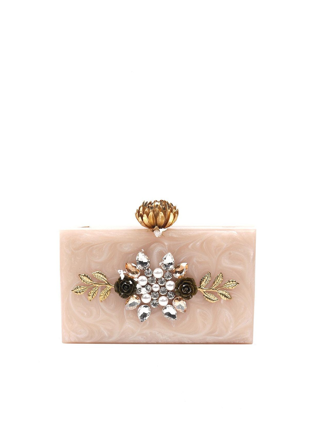 

ODETTE Embellished Box Clutch, Off white