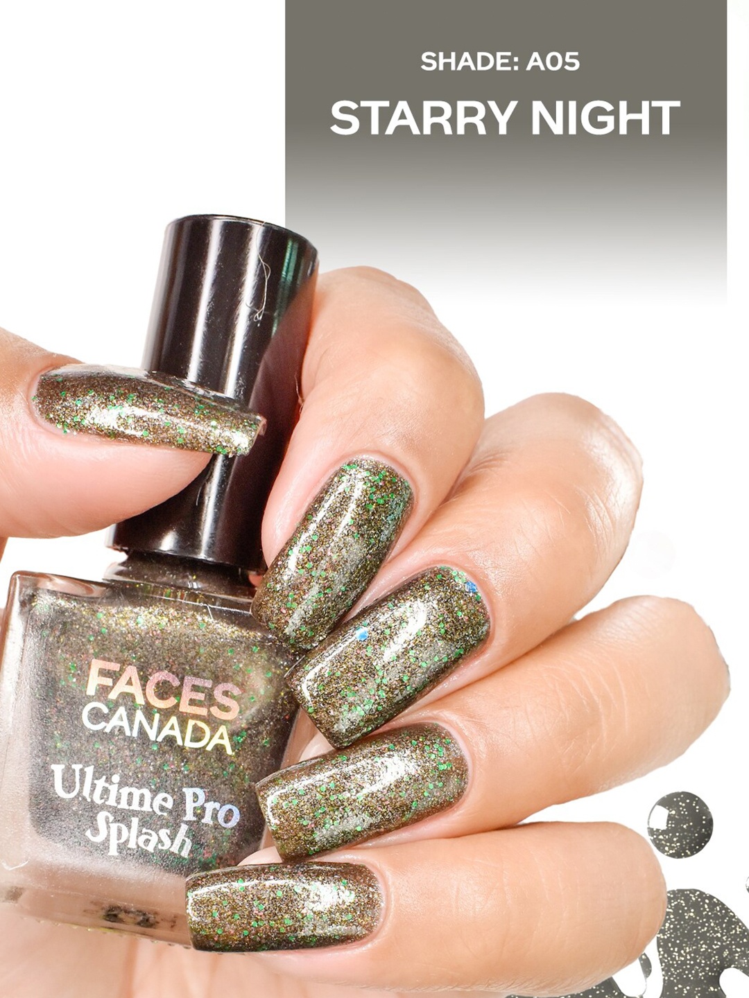 

FACES CANADA Ultime Pro Splash Long-Lasting Quick-Dry Nail Enamel 8ml - Starry Night A05, Grey