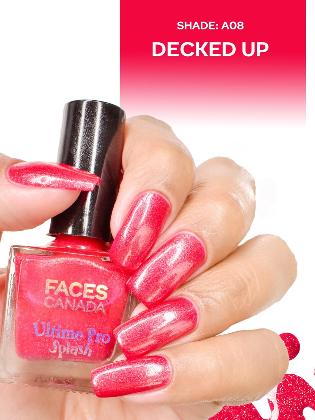 

FACES CANADA Ultime Pro Splash Long-Lasting Quick-Dry Nail Enamel 8ml - Decked Up A08, Pink