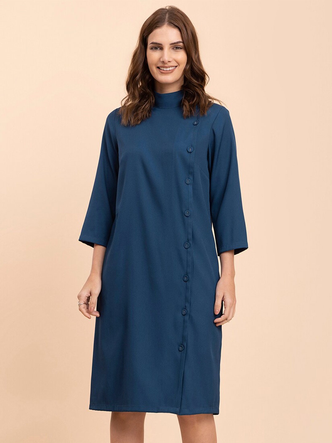 

FableStreet High Neck A-Line Dress, Teal