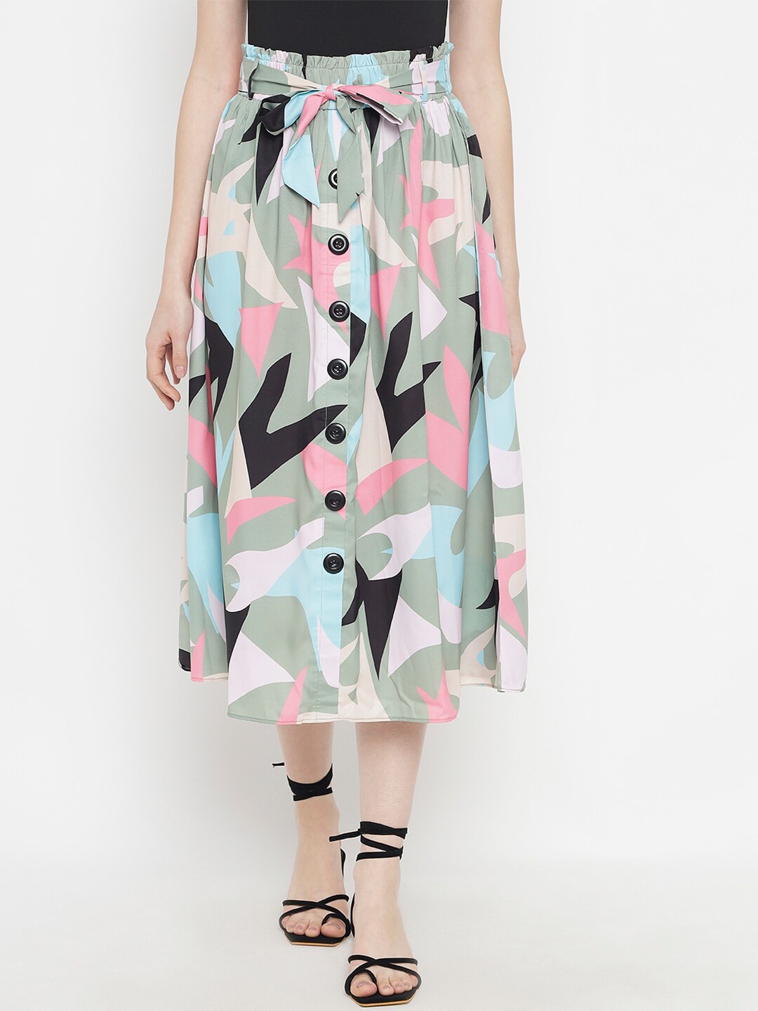 

Kannan Printed A-Line Midi Skirt, Sea green