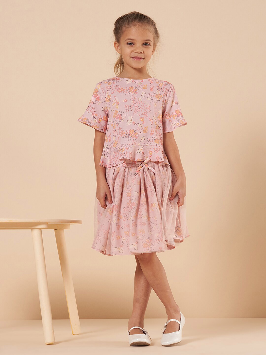 

Angel & Rocket Floral Printed Bell Sleeve Regular Top, Pink