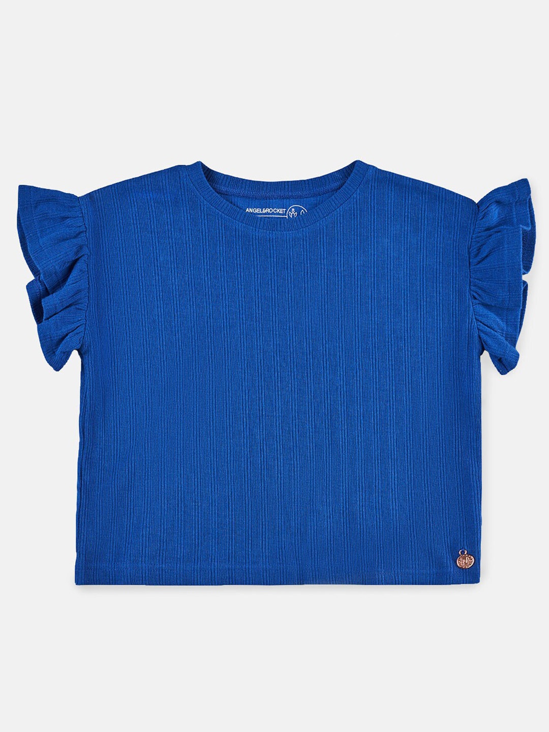 

Angel & Rocket Self Design Flutter Sleeves Top, Blue
