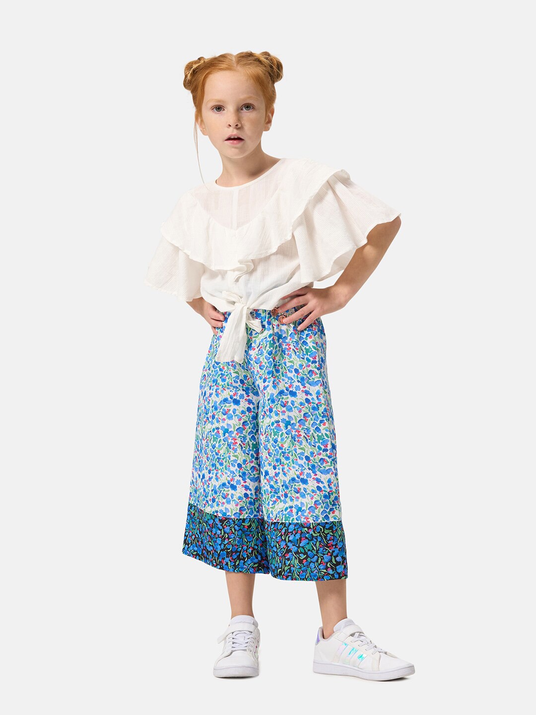 

Angel & Rocket Girls Round Neck Cotton Top, White